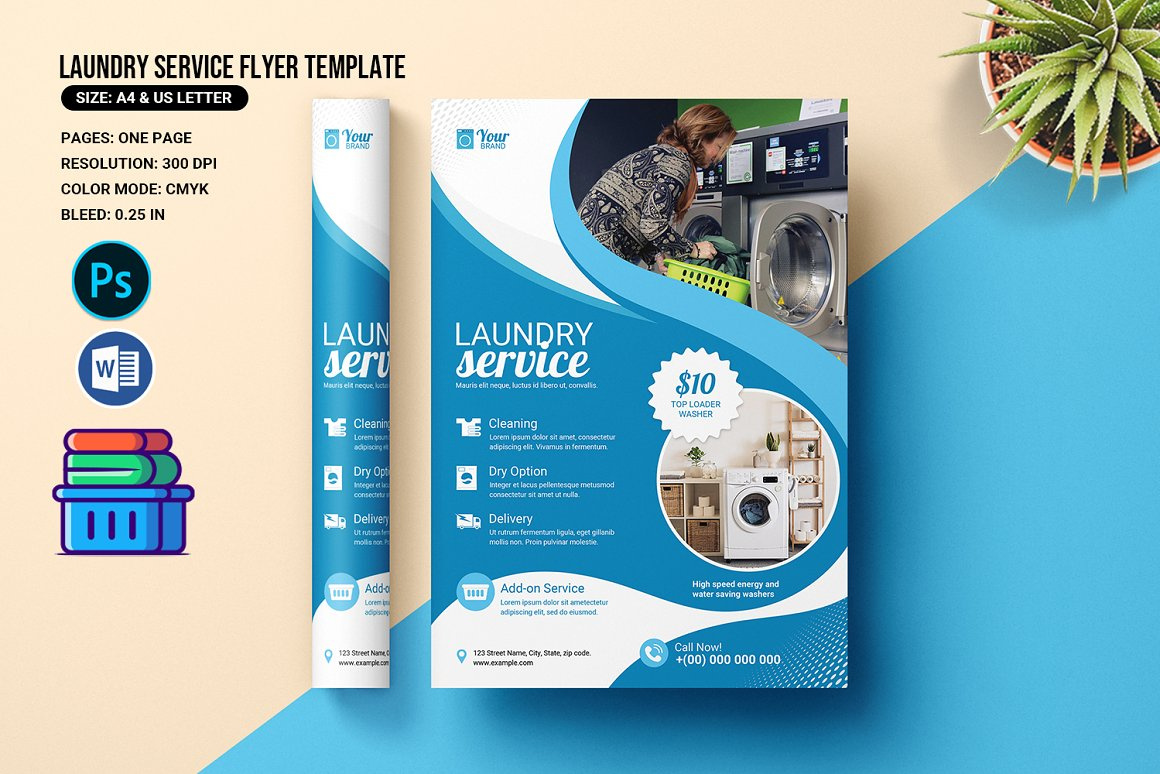 Laundry Service Promo Flyer by Mukhlasur Rahman on Dribbble