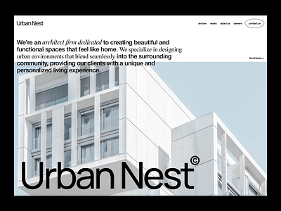 Urban Nest - A concept website for an architecture Firm bigtypography branding concept design graphic design layout typography ui ux