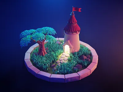 Fantasy Tower 3d b3d blender castle diorama fantasy illustration isometric medieval polygon runway render sculpting stylized tower