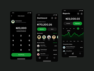 Finance mobile app app app design bank banking clean dark design financial fintech illustration minimalist mobile mobile ui money payment transactions transfer ui ux