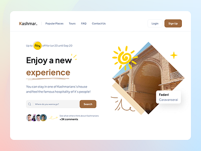 Vacation Booking Landing Page agency bar booking brown design graphic design home page landing page navigation residing site staying tour travel trip ux vacation voyage webpage website