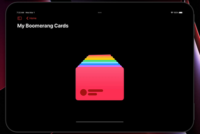 Rainbow Boomerang Cards app design heyrosekay ios ipad rainbow swift swift ui