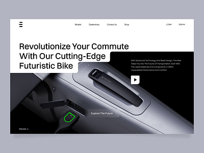 Futuristic Bike Landing Page 3d bike black bold clean cool creative dark design futuristic homepage landing page minimal modern serif typography ui ux web design wesite