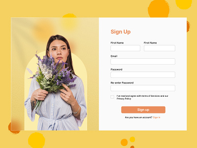 Daily UI #001- Sign Up Page 001 buy daily ui decor decorative fashion flower form girl login online shopping orange page register registration shopping sign in sign up yellow
