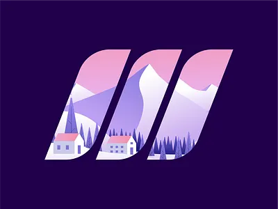 Meilisearch offsite sticker #2 annecy art direction design illustration logo meilisearch mountain snow sunrise trees white