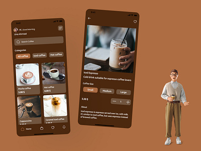 Coffee Shop - Mobile App 3d cafe coffee design design app illustration mobile ui ux