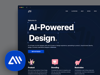 Al-Powered Design. al power brand branding illustration logo personal porfolio portfolio website