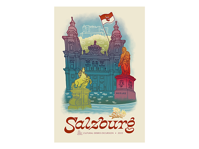 See Salzburg austria drawing europe illustration retro salzburg travel travel poster