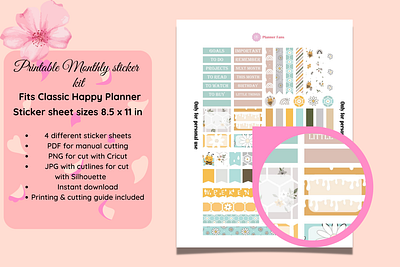 Classic Happy Planner Monthly sticker kit Bee edition classic happy planner design happy planner stickers monthly sticker kit printable planner stickers