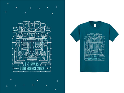 RVA JS Conference 2022 T-Shirt Design coding design graphic design icons illustration illustrator java script simple thread t-shirt t-shirt design technology tee shirt