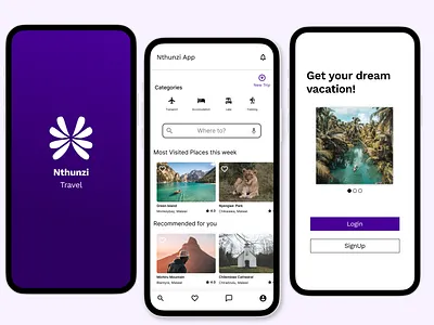 Nthunzi Travel Agency App design mobile app mobile design onboarding splashscreen travel travel app ui ui design user experience