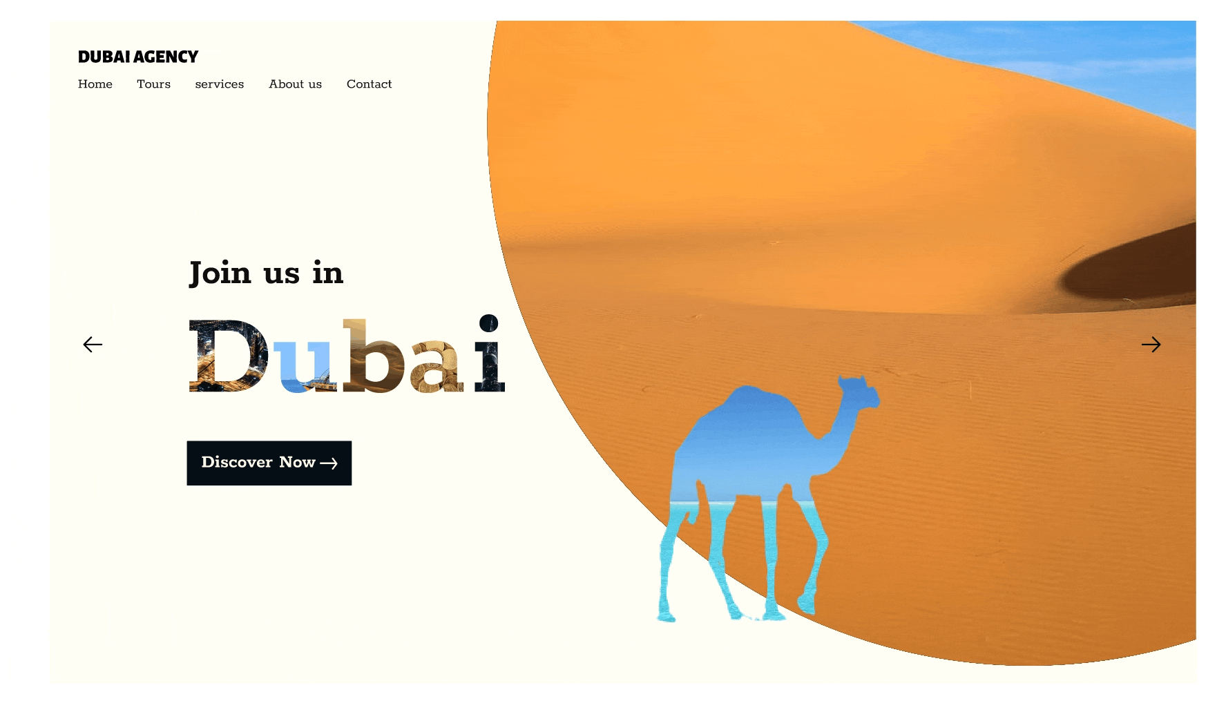 Dubai Tour Agency Landing Page Design agency design dubai figma hero section interaction design landing page tour tour agency ui ui design ui designer visual design web web design website