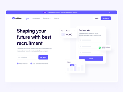 Jobline - job finder platform company agency hiring hr recruitment job job hiring job home page job landing job landing page job platform job portal job seeker job vacancy landing page recruitment recruitment app ui ui design