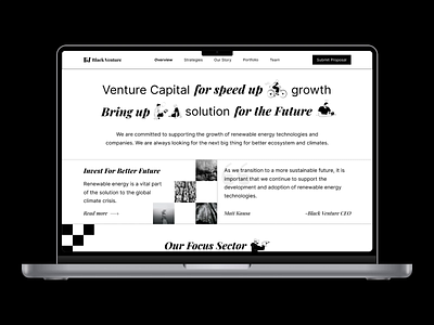 Black Venture - Landingpage Animation animation black brand branding capital clean company design interaction landing page logo motion mp4 ui uiux ux venture venture capital website white