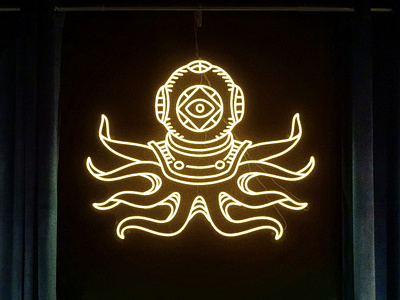 The Brass Hat – Neons bar branding branding hospitality identity design linework logo logo design neon neon lights octopus speakeasy typography