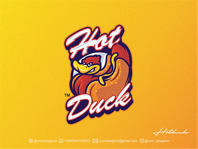 HOT DUCK LOGO animal branding design duck food foods graphic design halal hotdog identity illustration logo mark tshirt vector