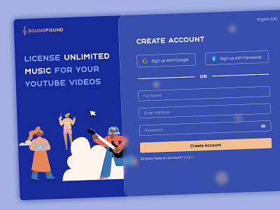 Sign Up Page of Music Site design log in music page sign up ui ui design ux web design