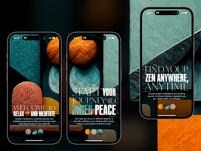 AI-generated content in Meditation App 3d animation app brand branding font graphic graphic design illustration meditation mobile motion graphics onboarding relax satisfy storytelling typography ui ux