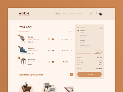 Furniture Store Checkout Page app branding buy checkout design furniture graphic design illustration logo moble payment store typography ui ux vector web design website