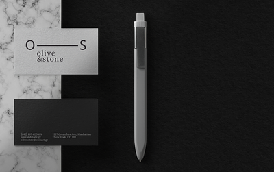 Olive & Stone black branding corporate design identity logo marble natural stationary stone white