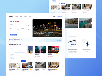 StayIn | Travel Website design destination flight hotel places travel ui vacation website