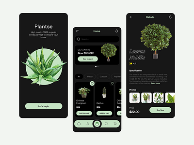 Plantse - flower shop app app app ui branding design desktop ecomerce flowers graphic design logo mobile plants shop typography ui ux vector