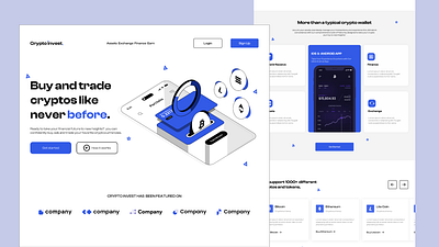 Crypto investment website design illustration ui ux