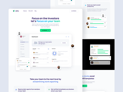 Website Design - Team Productivity SaaS app design creative design productivity saas software team work reporting