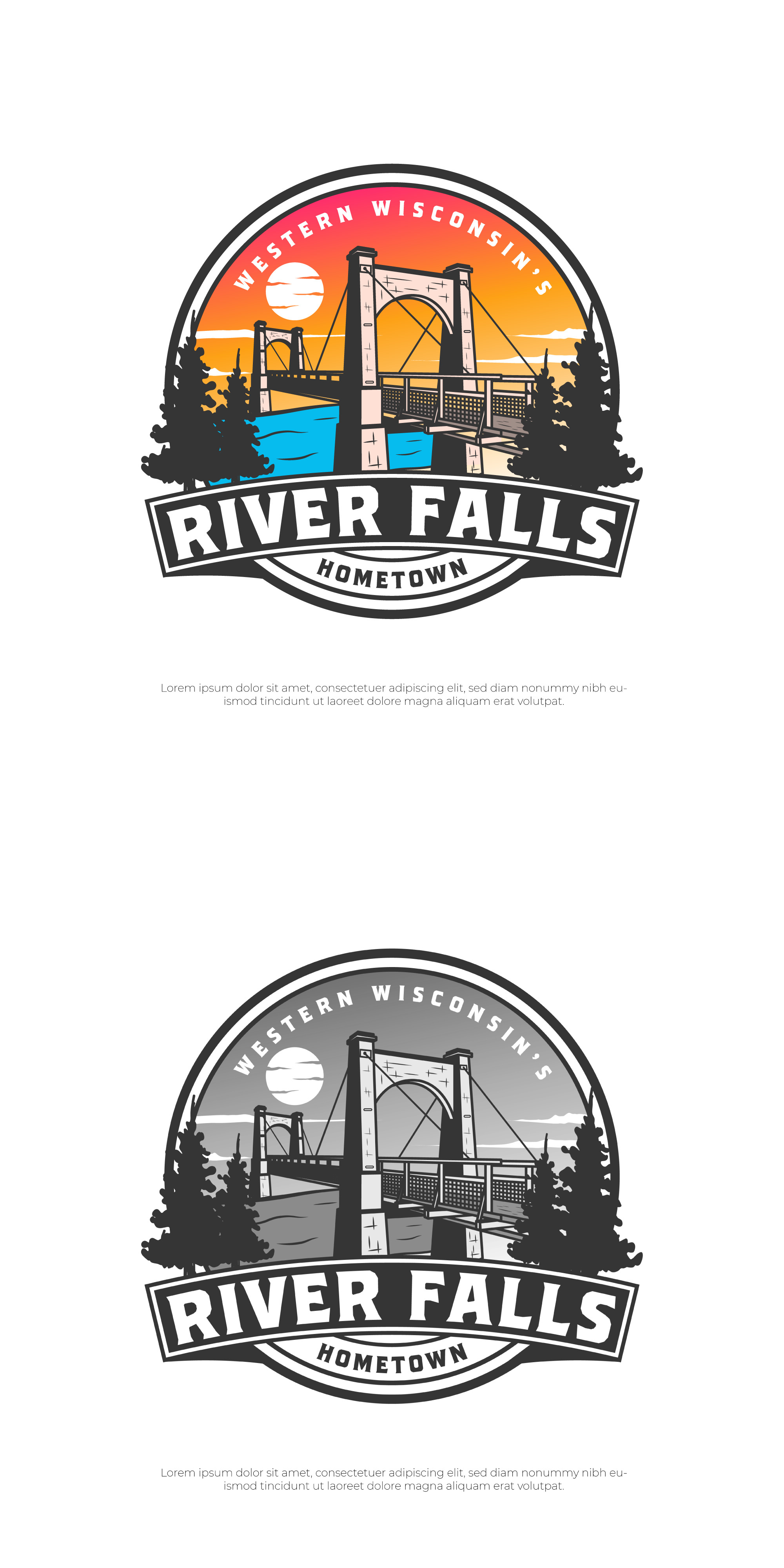 River Falls bridge design illustration logo logodesign logos rivers
