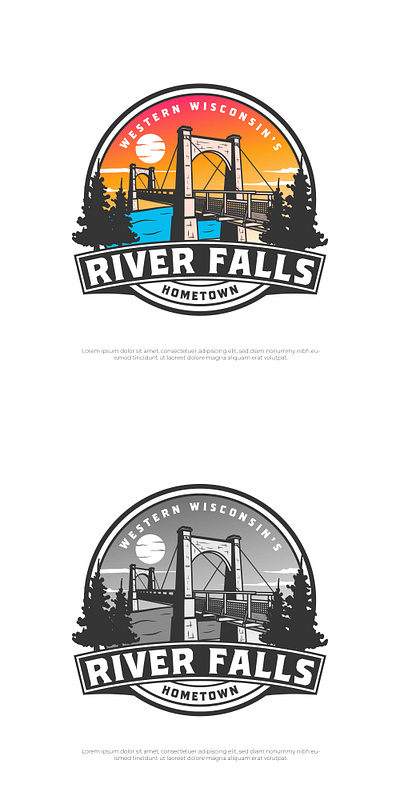 River Falls bridge design illustration logo logodesign logos rivers