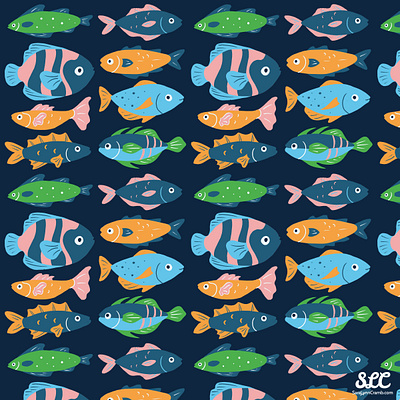 Very Fishy repeating pattern adobe fresco animals art licensing colorful design fish illustration ocean repeating pattern surface pattern