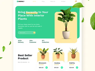 Greenly - UI design for store selling plants 3d animation branding graphic design logo ui