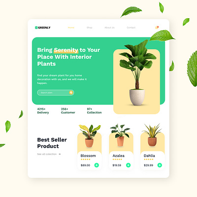 Greenly - UI design for store selling plants 3d animation branding graphic design logo ui