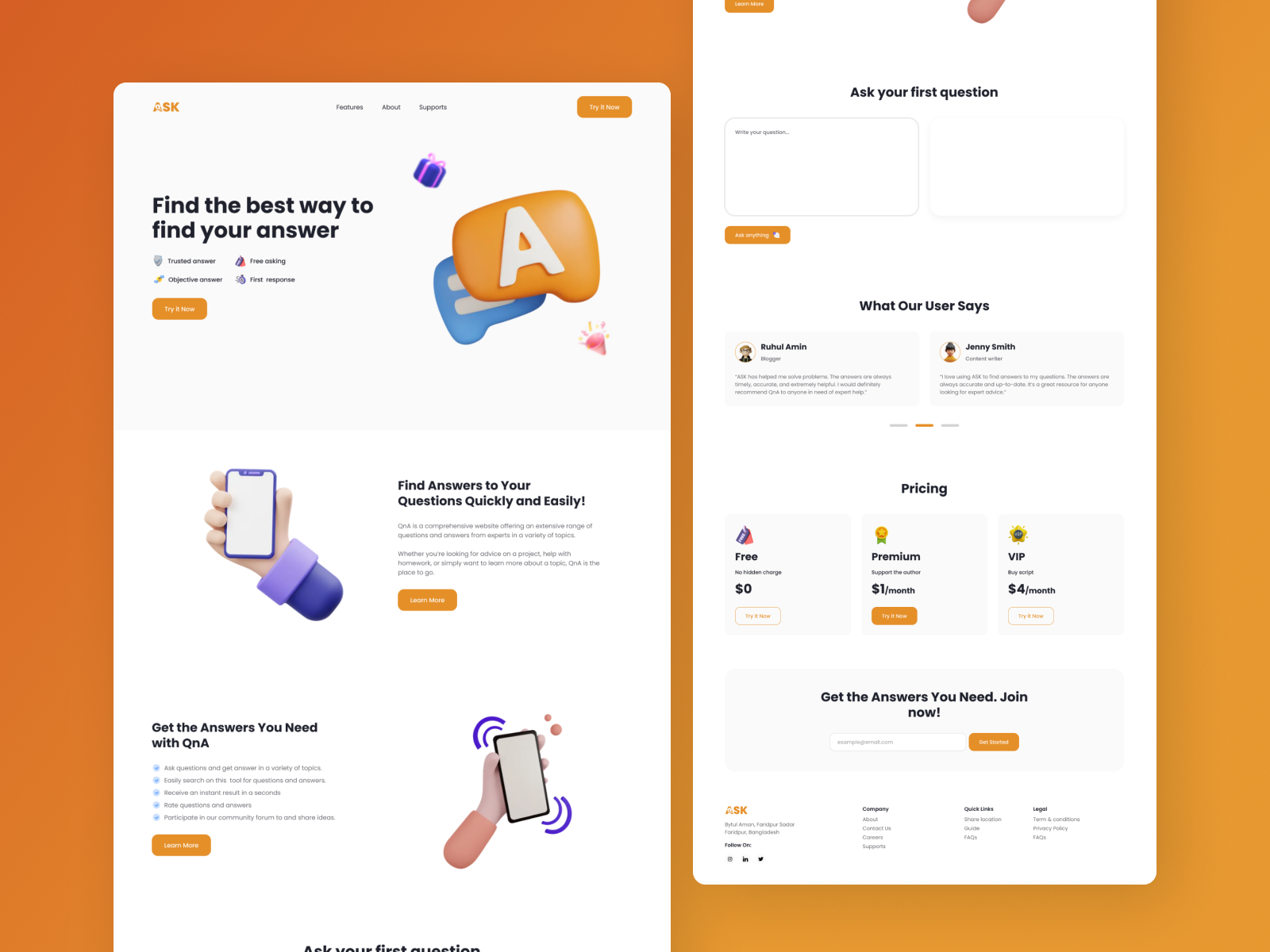 ASK - Ask Anything | Ai Question Solver Tool ai ask anything branding design design system figma landing page opacityauthor openai rehan search engine ui
