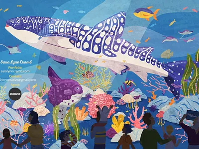 Whale Shark at the Aquarium animals aquarium childrens publishing coral educational illustration fish illustration kidlitart nautical nonfiction ocean sciart vector whale shark