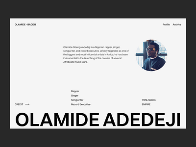Olamide Fansite art direction creative design exploration minimal olamide swiss design ui