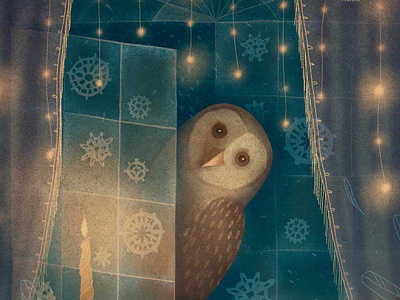 Unexpected Visitor – Christmas Illustration bird christmas drawing graphic design graphics illustration magical owl procreare raster graphics vintage window