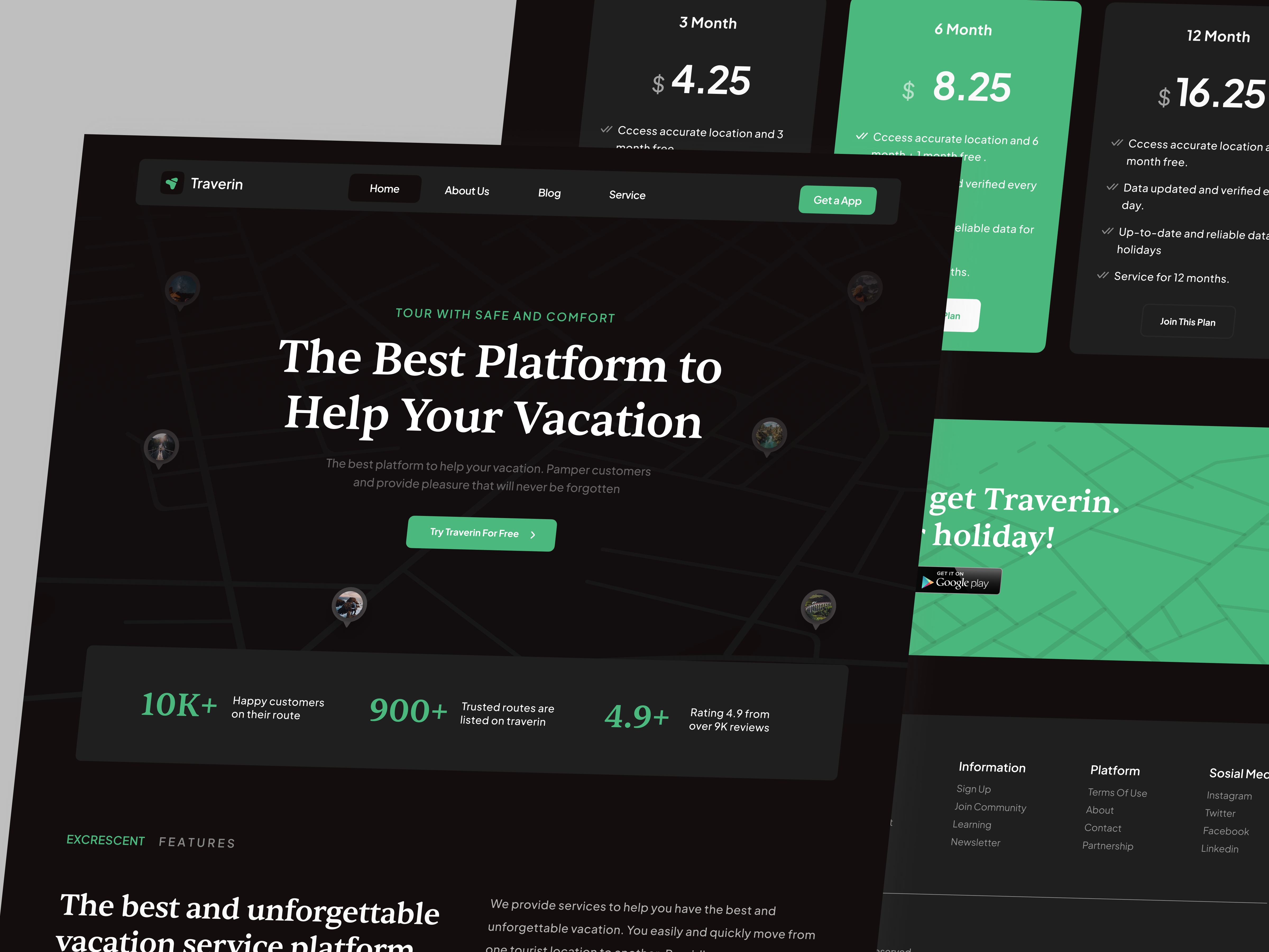 Traverin - Platform for Vacation design graphic design landingpage location maps platform ui uiux uix ux vacation web