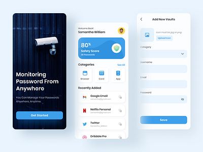 Password Manager Mobile App app blue clean manage mobile password product design security ui ui design uiux