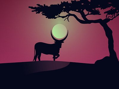 Savannah sun art bull graphic design illustration savannah sun sun vector