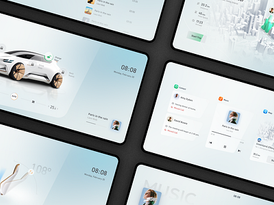 HMI Concept Design automotive automotive ui design car car multimedia interface clean concept control interface elegant hmi in car system layout light modern ui ux