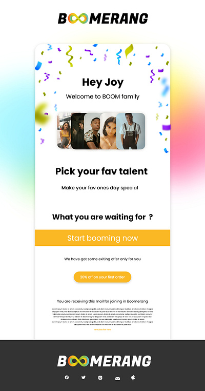 Boom Newsletter branding graphic design ui