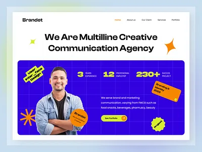 Brandet - Agency Landing Page agency agency homepage branding brutalism landing page clean creative design hero home page landing page ui ui design