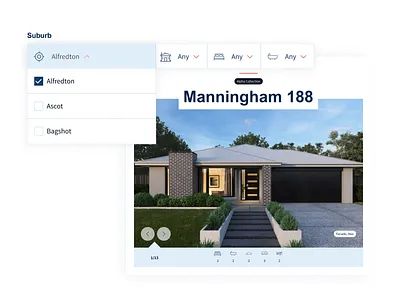 Home Packages Search design display home home house and land interface property real estate search ui web website