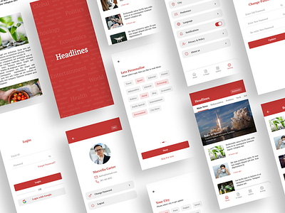 Headlines- Newspaper Mobile App app app design branding clean design headlines news app illustration logo mobile app news news app ui ui design ui ux ux design vector