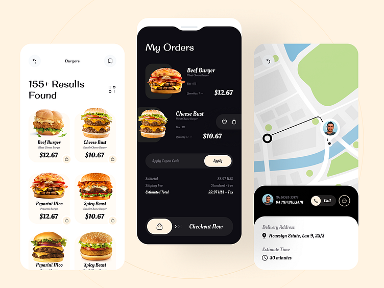 Food Delivery App UI Animation by Adom on Dribbble