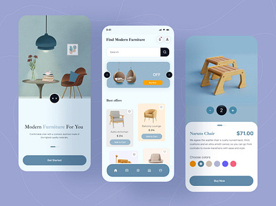 Furniture store - Mobile app Design add to cart app chair design design app furniture furniture app furniture app design furniture design home décor living room minimal mobile app mobile app design modern online app online sopping shop sofa table