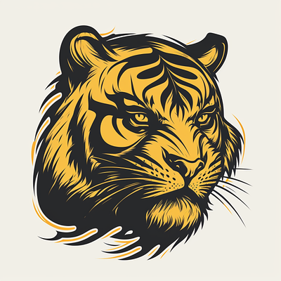 Realistic Detailed Yellow & Black Tiger Logo graphic design logo