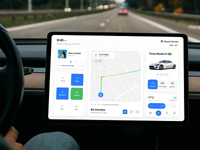 Tesla Car Dashboard UI (SaaS) assistant automotive vehicle car interface clean control panel dashboard electric car futuristic hmi management maps modern design navigation product product design smart ui tesla uix