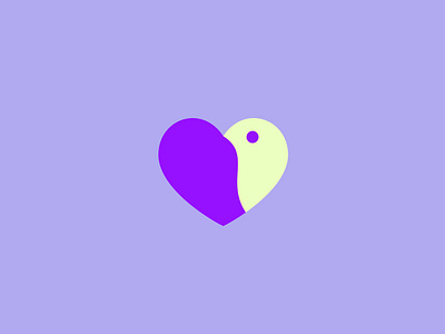 bird logo 💜💛 art bird design digital draw heart illustration illustrator logo love paint purple purple aesthetic vector yellow